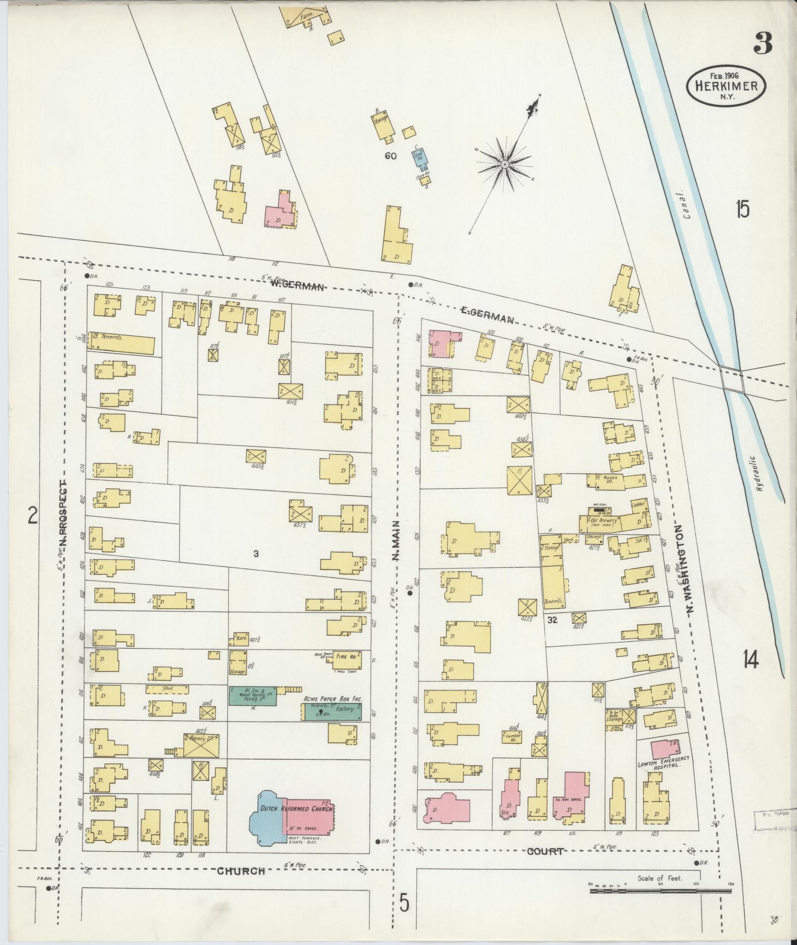 Sanborn Fire Insurance Map from Herkimer, Herkimer County, New York (1906), Sheet #0003 - Complete Map Set gallery image, historic Sanborn map, vintage wall art, New York New York
