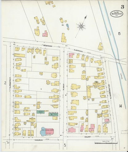Sanborn Fire Insurance Map from Herkimer, Herkimer County, New York (1906), Sheet #0003 - Complete Map Set gallery image, historic Sanborn map, vintage wall art, New York New York