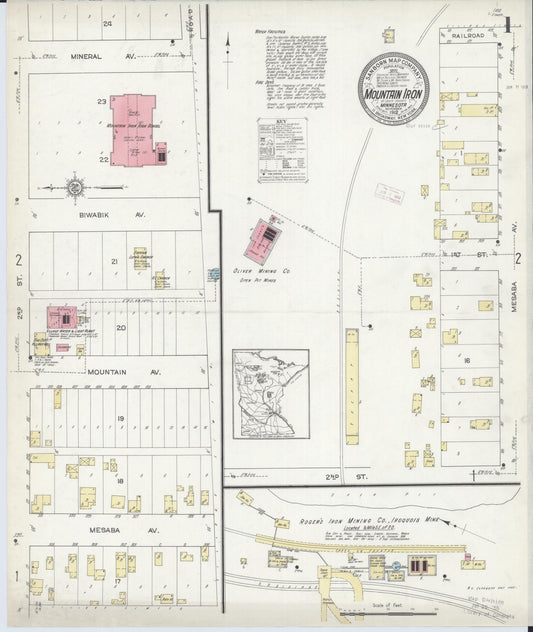 Sanborn Fire Insurance Map from Mountain Iron, Saint Louis County, Minnesota (1912), Sheet #0001 - Historic Sanborn Fire Insurance Map Print, vintage old map wall art, antique decor, genealogy gift, Minnesota Minnesota map