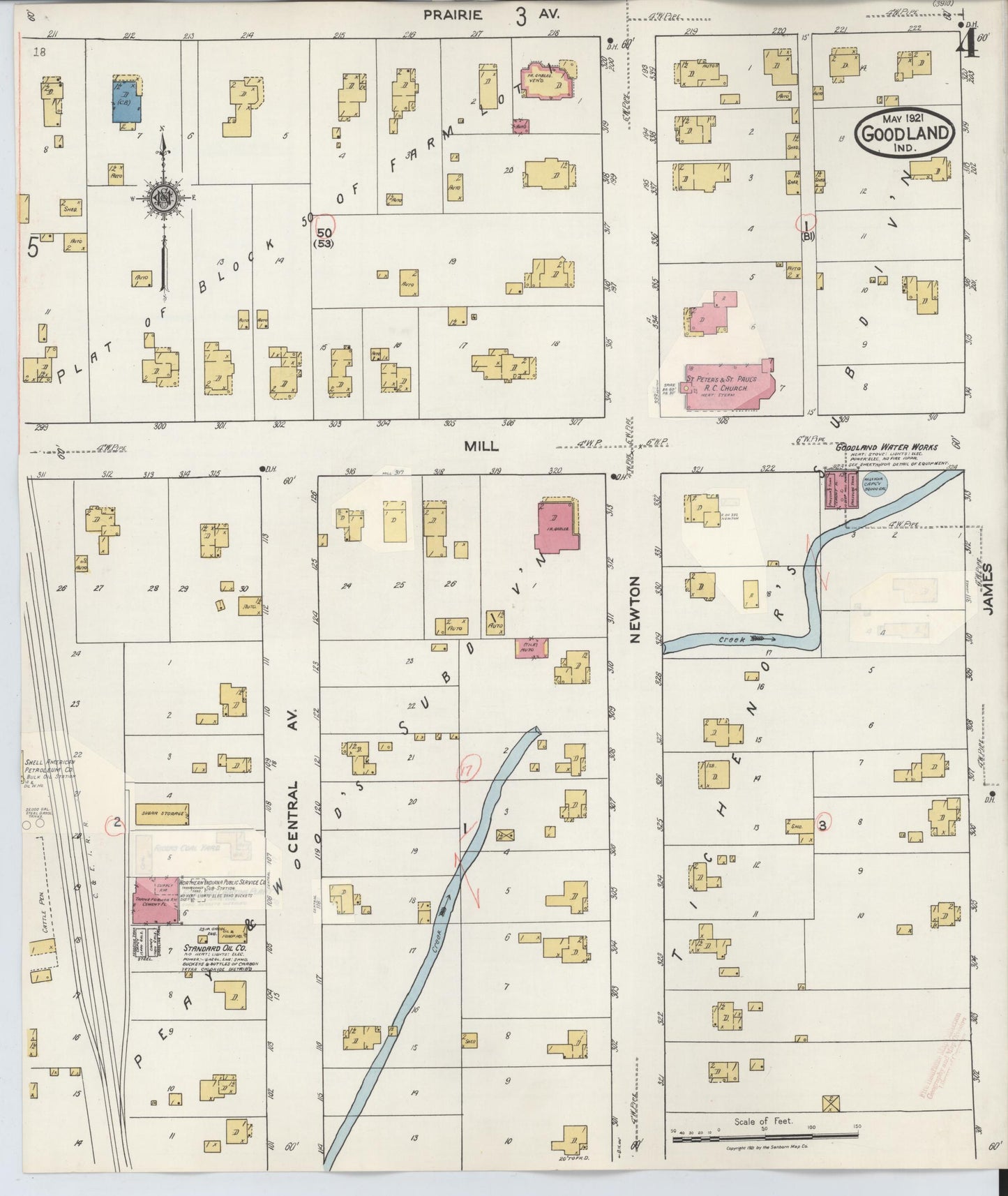 Sanborn Fire Insurance Map from Goodland, Newton County, Indiana (1933), Sheet #0004 - Historic Sanborn Fire Insurance Map Print, vintage old map wall art, antique decor, genealogy gift, Indiana Indiana map