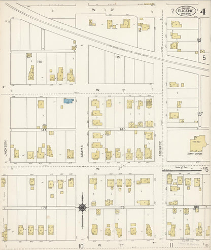 Sanborn Fire Insurance Map from Eugene, Lane County, Oregon (1912), Sheet #0004 - Complete Map Set gallery image, historic Sanborn map, vintage wall art, Oregon Oregon