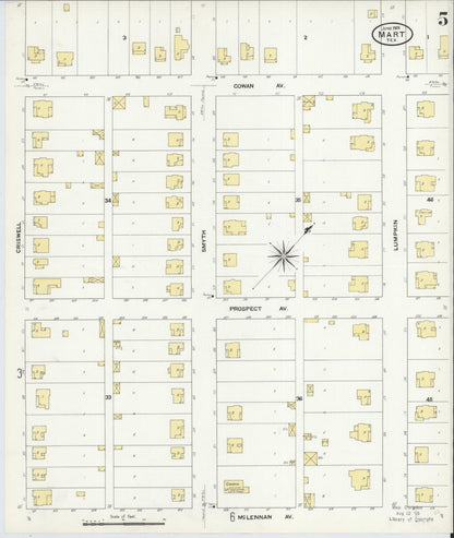 Sanborn Fire Insurance Map from Mart, McLennan County, Texas (1909), Sheet #0005 - Complete Map Set gallery image, historic Sanborn map, vintage wall art, Texas Texas