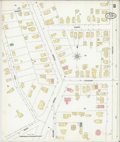 Sanborn Fire Insurance Map from Lyons, Wayne County, New York (1904), Sheet #0002 - Complete Map Set gallery image, historic Sanborn map, vintage wall art, New York New York