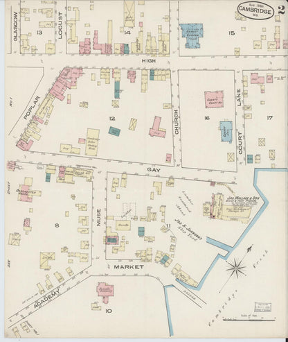 Sanborn Fire Insurance Map from Cambridge, Dorchester County, Maryland (1885), Sheet #0002 - Complete Map Set gallery image, historic Sanborn map, vintage wall art, Maryland Maryland