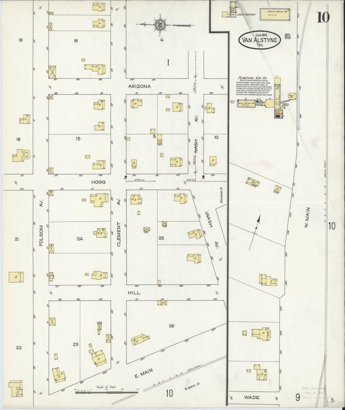 Sanborn Fire Insurance Map from Van Alstyne, Grayson County, Texas (1914), Sheet #0010 - Complete Map Set gallery image, historic Sanborn map, vintage wall art, Texas Texas