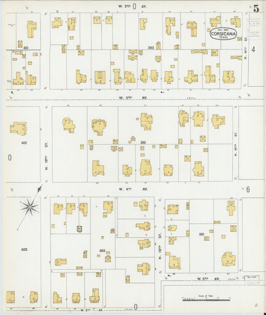 Sanborn Fire Insurance Map from Corsicana, Navarro County, Texas (1900), Sheet #0005 - Historic Sanborn Fire Insurance Map Print, vintage old map wall art, antique decor, genealogy gift, Texas Texas map