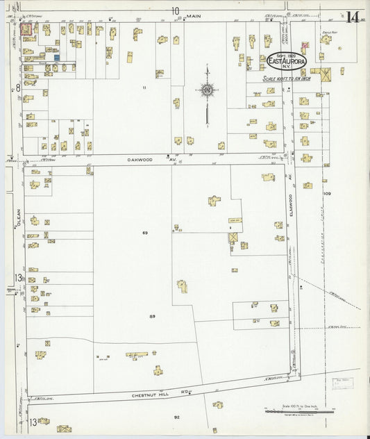Sanborn Fire Insurance Map from East Aurora, Erie County, New York (1920), Sheet #0014 - Historic Sanborn Fire Insurance Map Print, vintage old map wall art, antique decor, genealogy gift, New York New York map