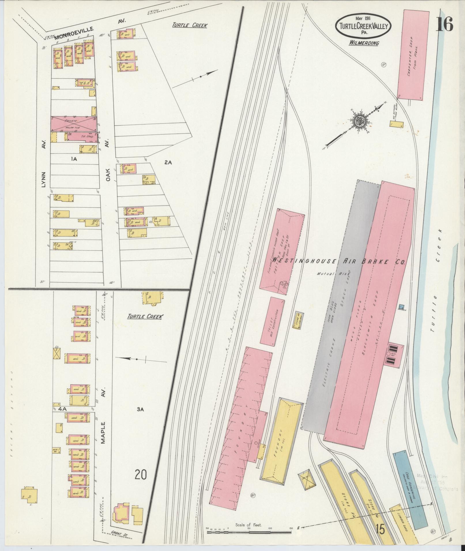 Sanborn Fire Insurance Map from Turtle Creek Valley, Allegheny County, Pennsylvania (1911), Sheet #0016 - Complete Map Set gallery image, historic Sanborn map, vintage wall art, Pennsylvania Pennsylvania