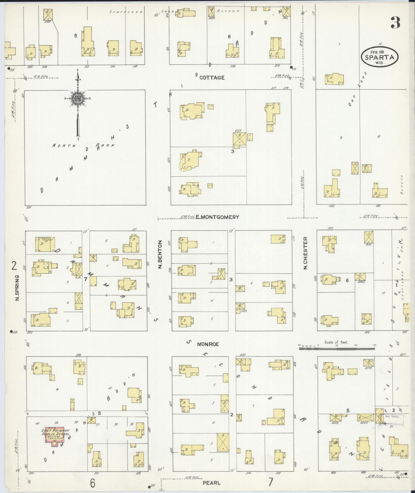 Sanborn Fire Insurance Map from Sparta, Monroe County, Wisconsin (1911), Sheet #0003 - Complete Map Set gallery image, historic Sanborn map, vintage wall art, Wisconsin Wisconsin