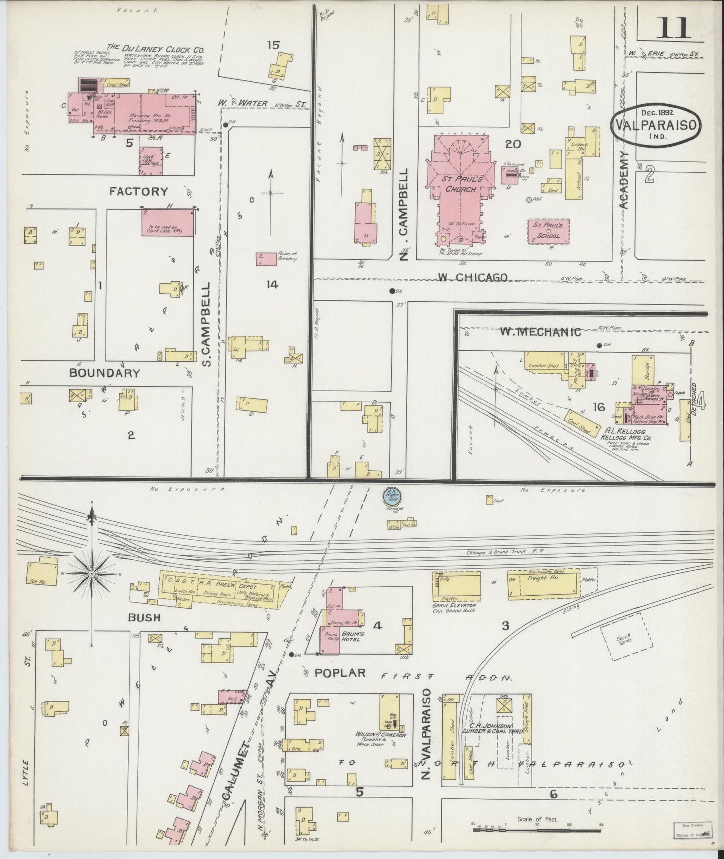 Sanborn Fire Insurance Map from Valparaiso, Porter County, Indiana (1892), Sheet #0011 - Complete Map Set gallery image, historic Sanborn map, vintage wall art, Indiana Indiana