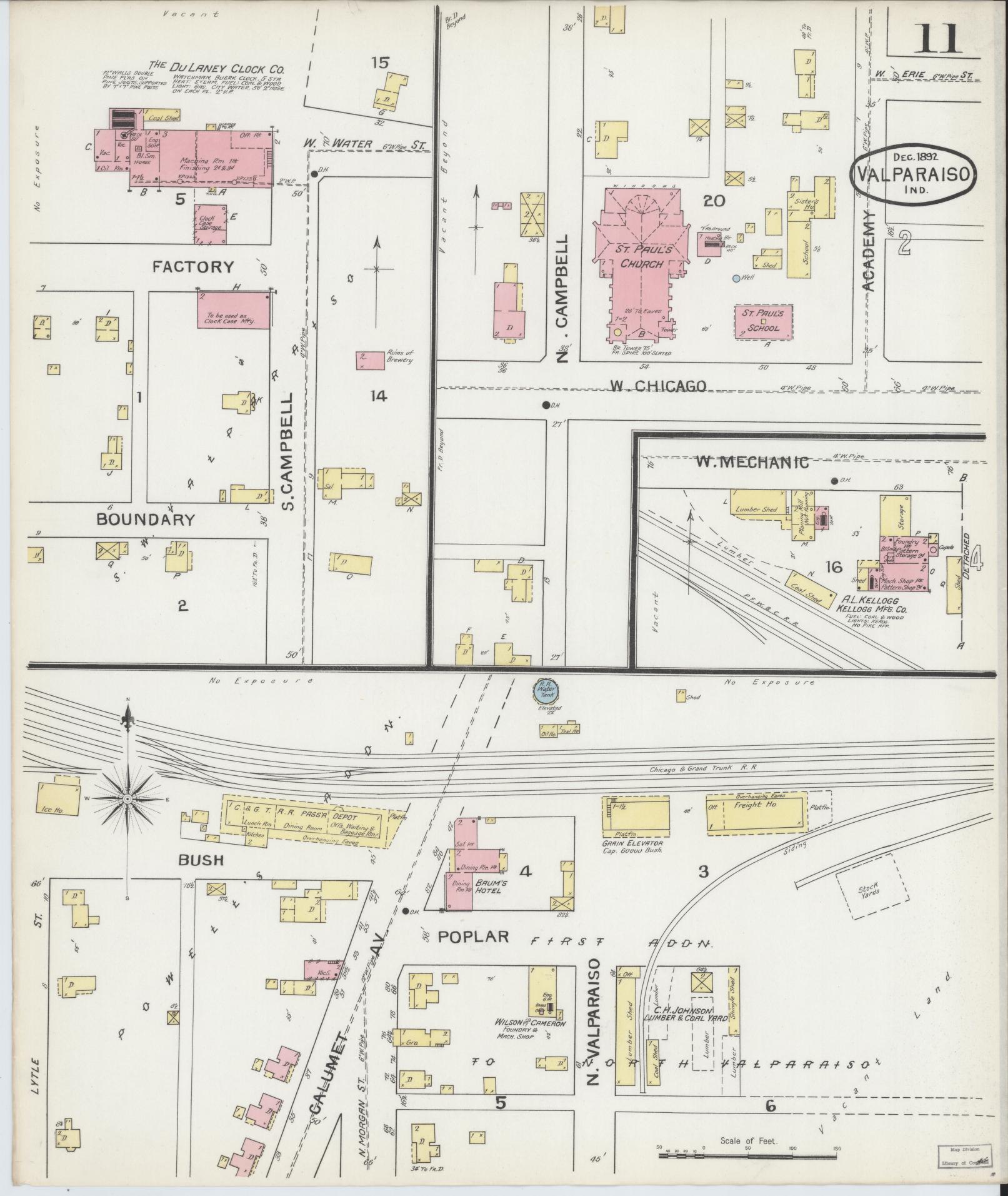 Sanborn Fire Insurance Map from Valparaiso, Porter County, Indiana (1892), Sheet #0011 - Complete Map Set gallery image, historic Sanborn map, vintage wall art, Indiana Indiana