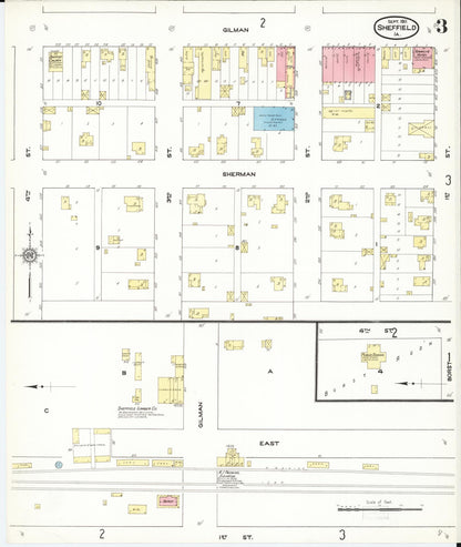 Sanborn Fire Insurance Map from Sheffield, Franklin County, Iowa (1911), Sheet #0003 - Historic Sanborn Fire Insurance Map Print, vintage old map wall art