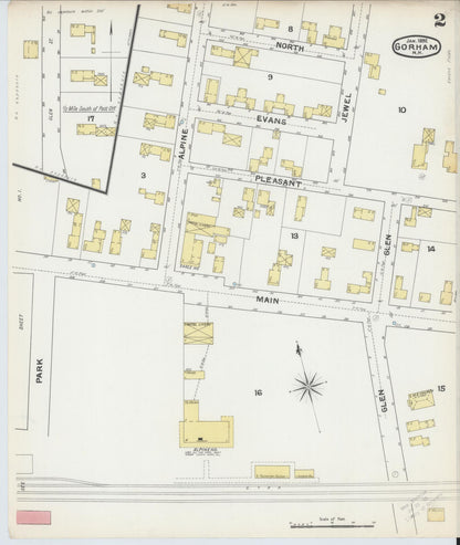 Sanborn Fire Insurance Map from Gorham, Coos County, New Hampshire (1892), Sheet #0002 - Complete Map Set gallery image, historic Sanborn map, vintage wall art, New Hampshire New Hampshire