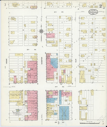 Sanborn Fire Insurance Map from Red Cloud, Webster County, Nebraska (1912), Sheet #0002 - Complete Map Set gallery image, historic Sanborn map, vintage wall art, Nebraska Nebraska