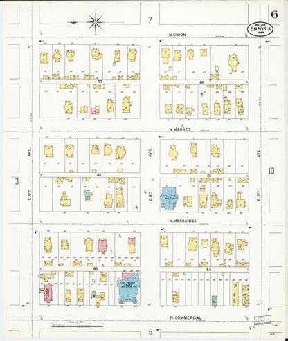 Sanborn Fire Insurance Map from Emporia, Lyon County, Kansas (1899), Sheet #0006 - Complete Map Set gallery image, historic Sanborn map, vintage wall art, Kansas Kansas