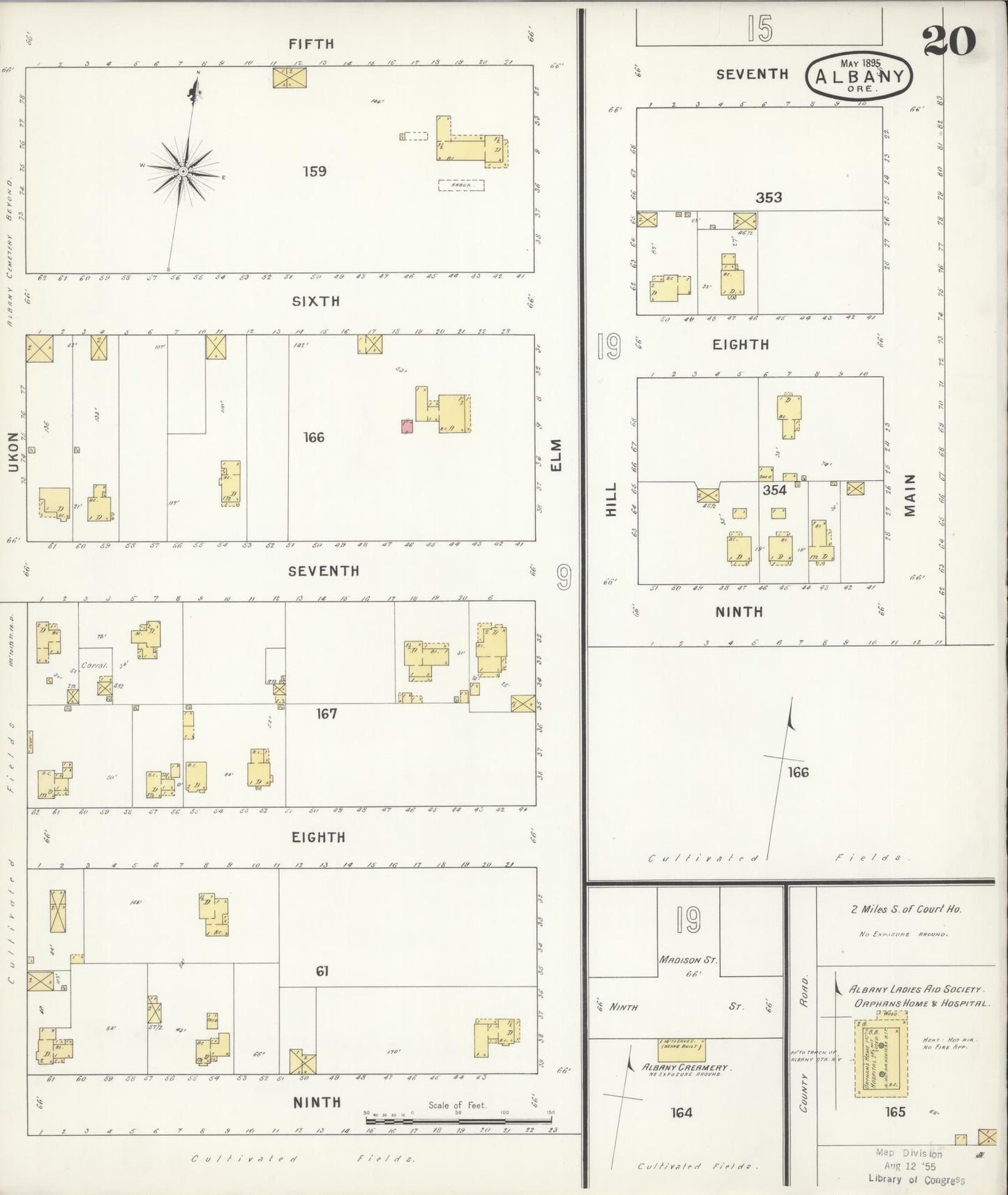 Sanborn Fire Insurance Map from Albany, Linn County, Oregon (1895), Sheet #0020 - Complete Map Set gallery image, historic Sanborn map, vintage wall art, Oregon Oregon