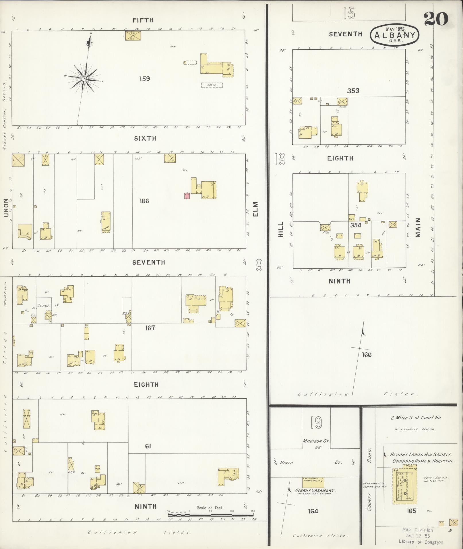 Sanborn Fire Insurance Map from Albany, Linn County, Oregon (1895), Sheet #0020 - Complete Map Set gallery image, historic Sanborn map, vintage wall art, Oregon Oregon