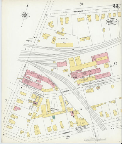 Sanborn Fire Insurance Map from New Britain, Hartford County, Connecticut (1901), Sheet #0022 - Complete Map Set gallery image, historic Sanborn map, vintage wall art, Connecticut Connecticut