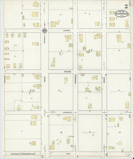 Sanborn Fire Insurance Map from Kissimmee, Osceola County, Florida (1914), Sheet #0002 - Historic Sanborn Fire Insurance Map Print, vintage old map wall art, antique decor, genealogy gift, Florida Florida map