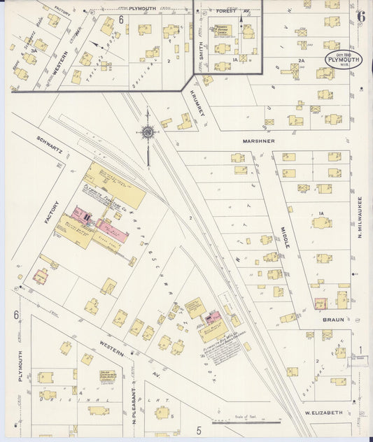 Sanborn Fire Insurance Map from Plymouth, Sheboygan County, Wisconsin (1910), Sheet #0006 - Historic Sanborn Fire Insurance Map Print, vintage old map wall art, antique decor, genealogy gift, Wisconsin Wisconsin map