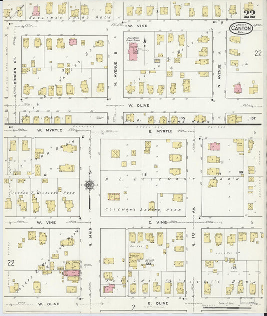 Sanborn Fire Insurance Map from Canton, Fulton County, Illinois (1917), Sheet #0022 - Historic Sanborn Fire Insurance Map Print, vintage old map wall art, antique decor, genealogy gift, Illinois Illinois map