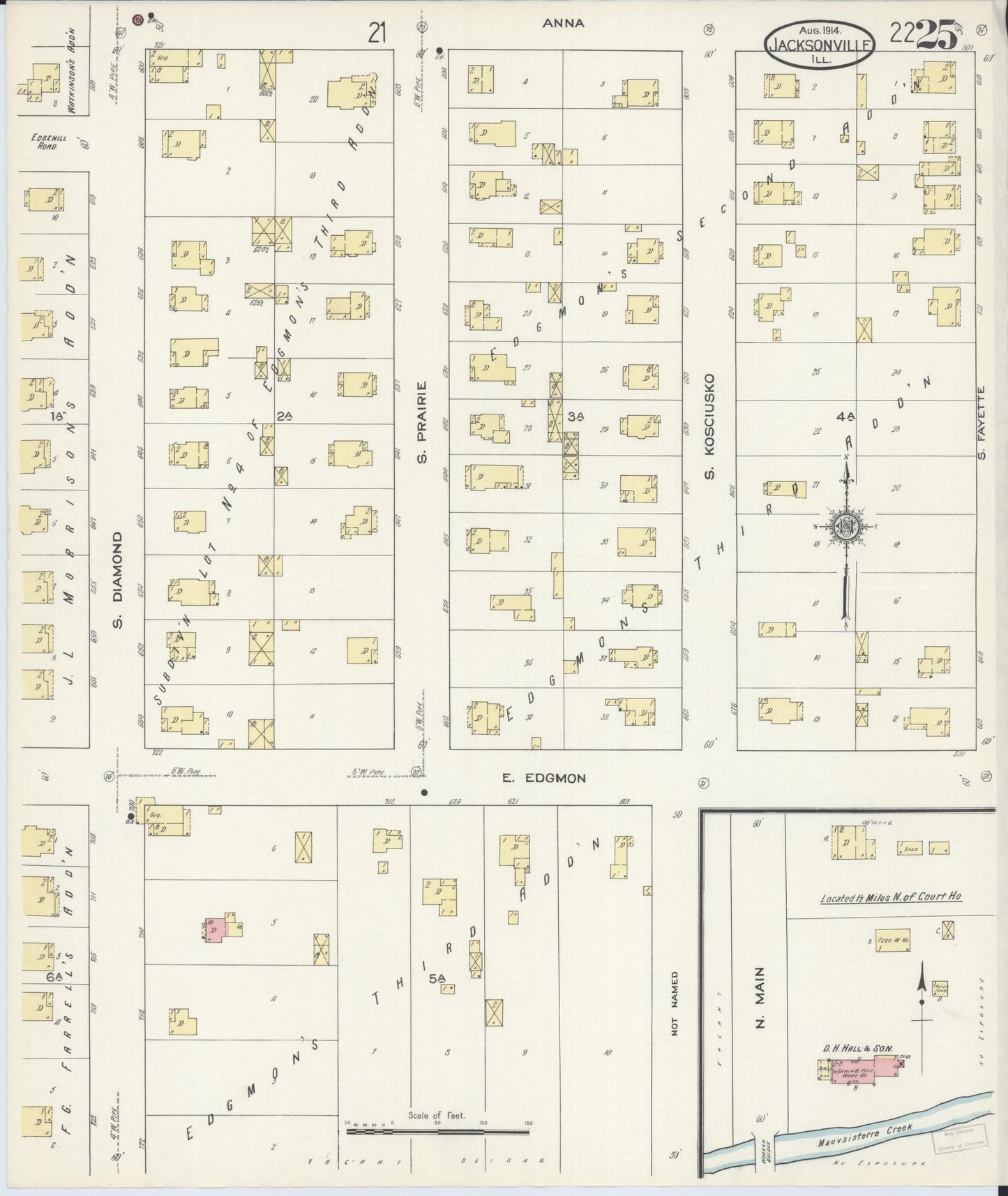 Sanborn Fire Insurance Map from Jacksonville, Morgan County, Illinois. (1914), Sheet 25 – Historic Sanborn Fire Insurance Map Print