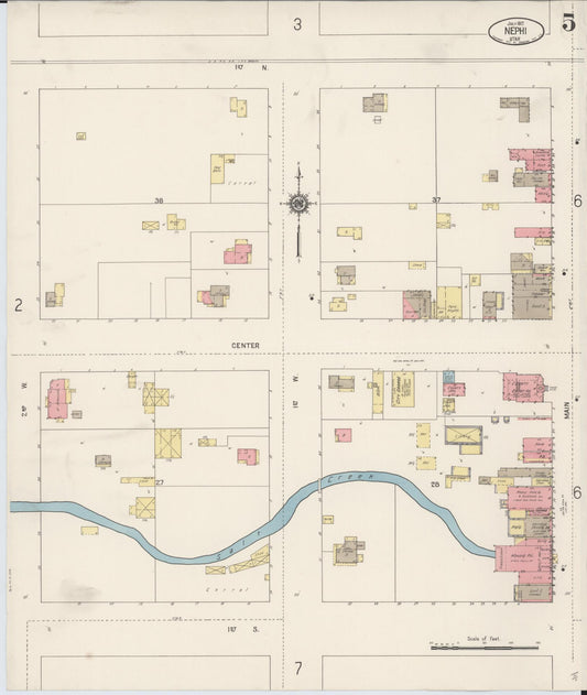 Sanborn Fire Insurance Map from Nephi, Juab County, Utah (1917), Sheet #0005 - Historic Sanborn Fire Insurance Map Print, vintage old map wall art, antique decor, genealogy gift, Utah Utah map