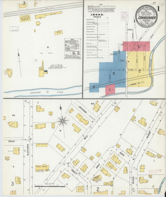 Sanborn Fire Insurance Map from Canaseraga, Allegany County, New York (1903), Sheet #0001 - Complete Map Set gallery image, historic Sanborn map, vintage wall art, New York New York
