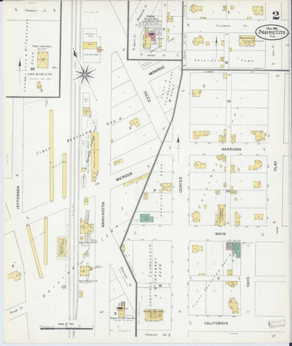 Sanborn Fire Insurance Map from Prairie City, Mcdonough County, Illinois (1906), Sheet #0002 - Complete Map Set gallery image, historic Sanborn map, vintage wall art, Illinois Illinois