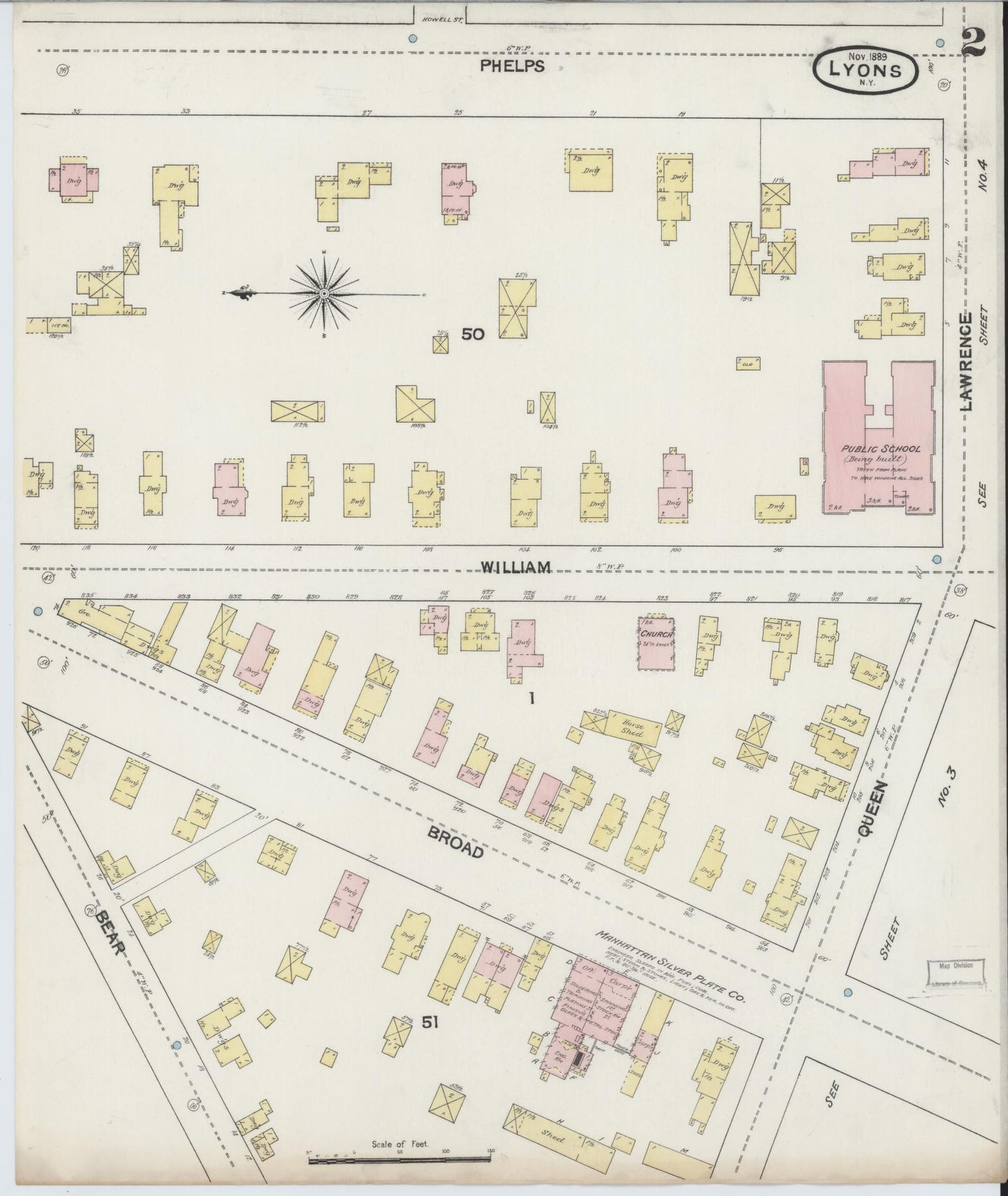 Sanborn Fire Insurance Map from Lyons, Wayne County, New York (1889), Sheet #0002 - Complete Map Set gallery image, historic Sanborn map, vintage wall art, New York New York