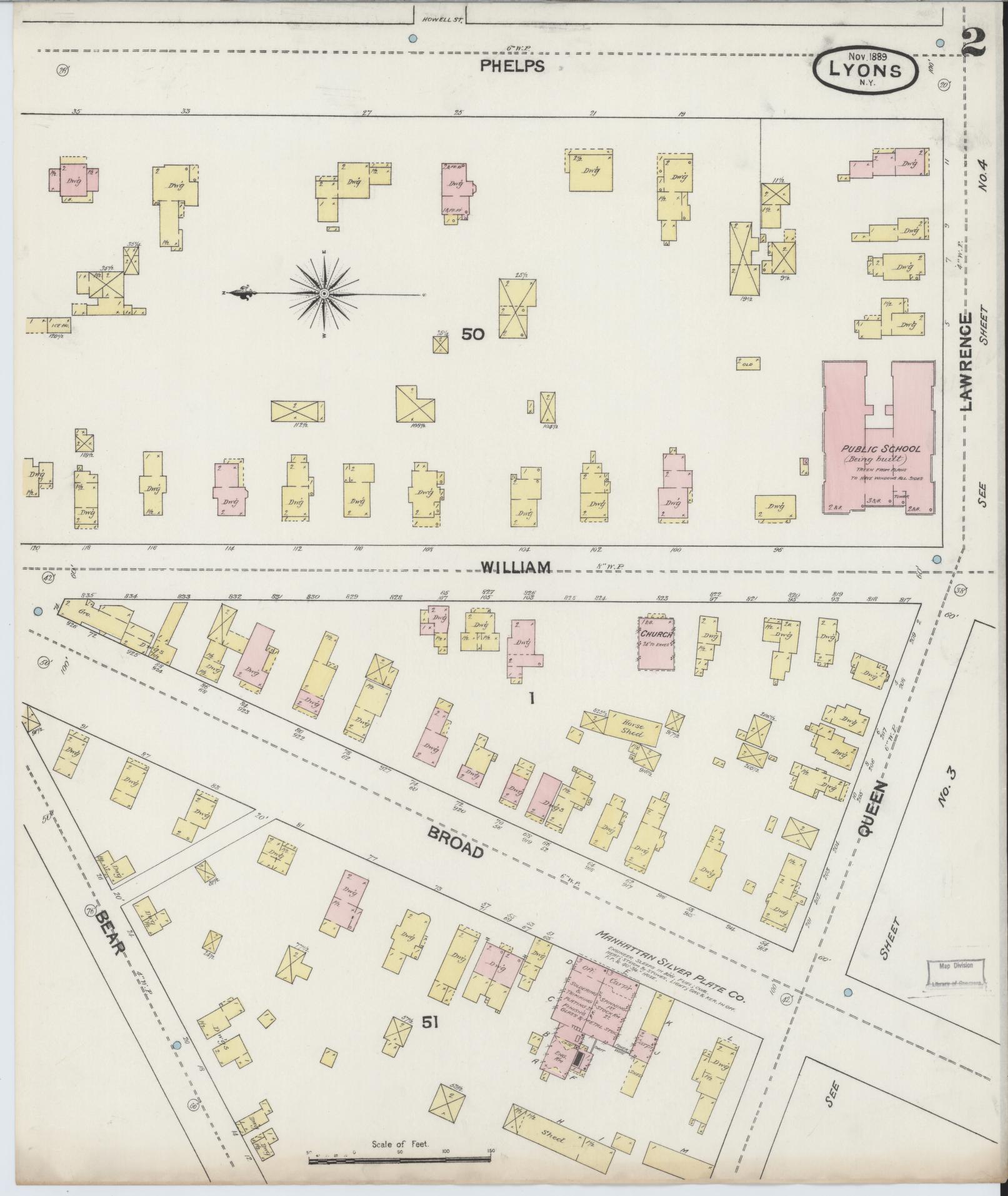 Sanborn Fire Insurance Map from Lyons, Wayne County, New York (1889), Sheet #0002 - Complete Map Set gallery image, historic Sanborn map, vintage wall art, New York New York