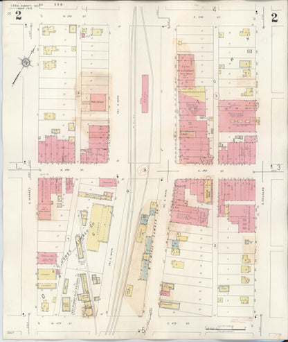 Sanborn Fire Insurance Map from Lee's Summit, Jackson County, Missouri (1945), Sheet #0002 - Complete Map Set gallery image, historic Sanborn map, vintage wall art, Missouri Missouri