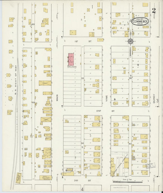 Sanborn Fire Insurance Map from Commerce, Ottawa County, Oklahoma (1917), Sheet #0002 - Historic Sanborn Fire Insurance Map Print, vintage old map wall art, antique decor, genealogy gift, Oklahoma Oklahoma map