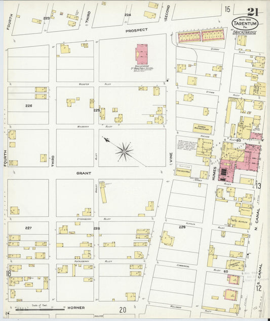 Sanborn Fire Insurance Map from Tarentum, Allegheny County, Pennsylvania (1909), Sheet #0021 - Historic Sanborn Fire Insurance Map Print, vintage old map wall art, antique decor, genealogy gift, Pennsylvania Pennsylvania map