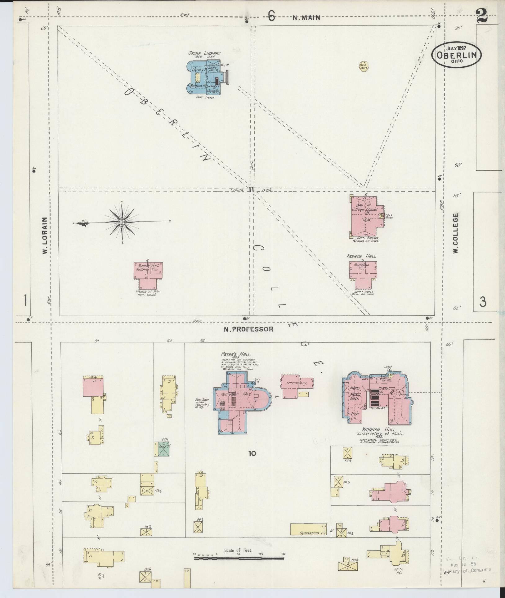 Sanborn Fire Insurance Map from Oberlin, Lorain County, Ohio (1897), Sheet #0002 - Historic Sanborn Fire Insurance Map Print, vintage old map wall art, antique decor, genealogy gift, Ohio Ohio map