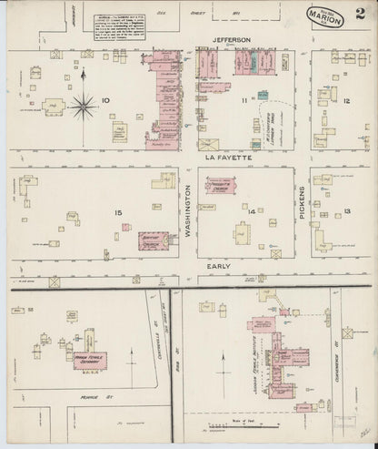 Sanborn Fire Insurance Map from Marion, Perry County, Alabama (1884), Sheet #0002 - Complete Map Set gallery image, historic Sanborn map, vintage wall art, Alabama Alabama