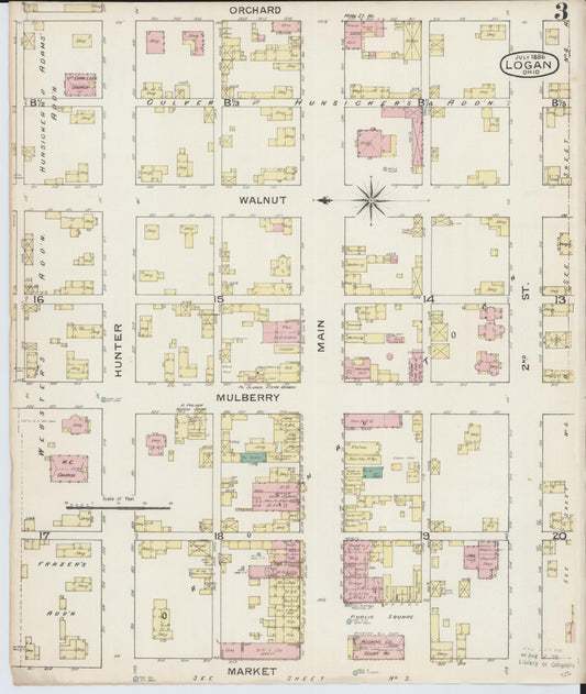 Sanborn Fire Insurance Map from Logan, Hocking County, Ohio (1886), Sheet #0003 - Historic Sanborn Fire Insurance Map Print, vintage old map wall art, antique decor, genealogy gift, Ohio Ohio map