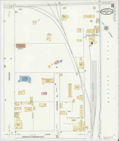 Sanborn Fire Insurance Map from Charlotte, Monroe County, New York (1912), Sheet #0008 - Historic Sanborn Fire Insurance Map Print, vintage old map wall art, antique decor, genealogy gift, New York New York map