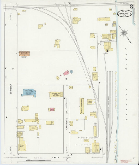 Sanborn Fire Insurance Map from Charlotte, Monroe County, New York (1912), Sheet #0008 - Historic Sanborn Fire Insurance Map Print, vintage old map wall art, antique decor, genealogy gift, New York New York map