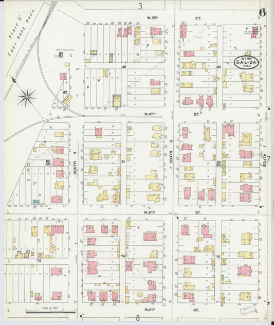 Sanborn Fire Insurance Map from Salida, Chaffee County, Colorado (1904), Sheet #0006 - Historic Sanborn Fire Insurance Map Print, vintage old map wall art, antique decor, genealogy gift, Colorado Colorado map