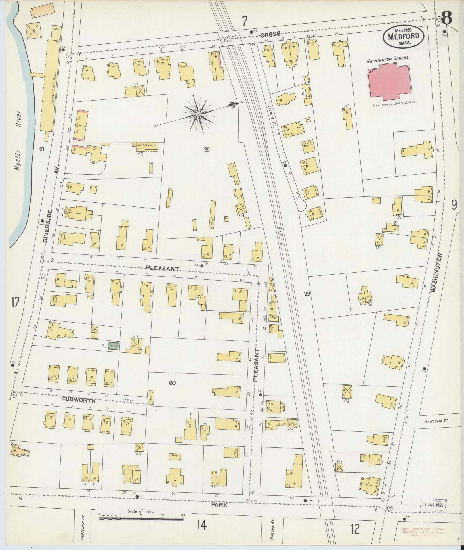 Sanborn Fire Insurance Map from Medford, Middlesex County, Massachusetts (1903), Sheet #0008 - Complete Map Set gallery image, historic Sanborn map, vintage wall art, Massachusetts Massachusetts