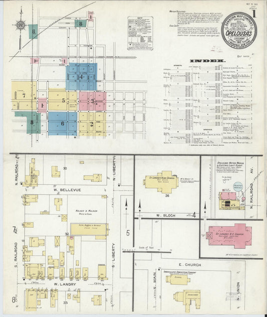 Sanborn Fire Insurance Map from Opelousas, Saint Landry Parish, Louisiana. (1912) – Historic Sanborn Fire Insurance Map Print