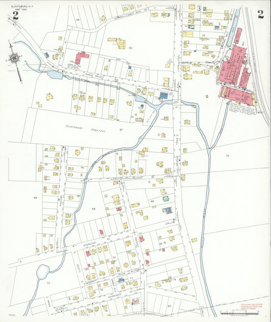 Sanborn Fire Insurance Map from Sloatsburg, Rockland County, New York (1942), Sheet #0002 - Historic Sanborn Fire Insurance Map Print, vintage old map wall art, antique decor, genealogy gift, New York New York map