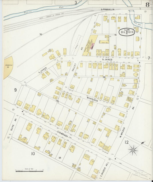 Sanborn Fire Insurance Map from Du Bois, Clearfield County, Pennsylvania (1896), Sheet #0008 - Historic Sanborn Fire Insurance Map Print, vintage old map wall art, antique decor, genealogy gift, Pennsylvania Pennsylvania map