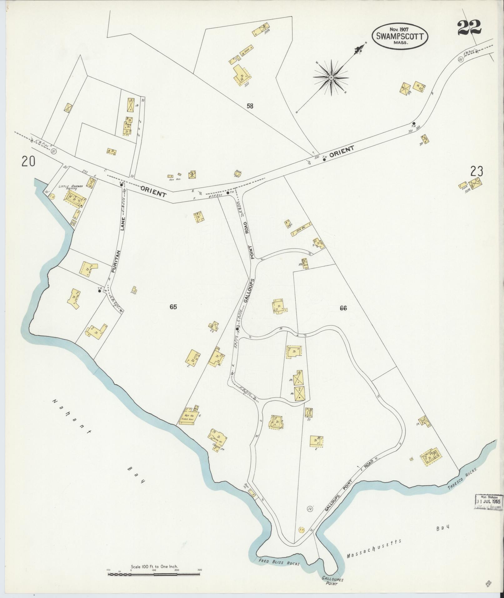 Sanborn Fire Insurance Map from Swampscott, Essex County, Massachusetts (1907), Sheet #0022 - Complete Map Set gallery image, historic Sanborn map, vintage wall art, Massachusetts Massachusetts