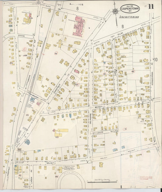 Sanborn Fire Insurance Map from Cooperstown, Otsego County, New York (1949), Sheet #0011 - Historic Sanborn Fire Insurance Map Print, vintage old map wall art, antique decor, genealogy gift, New York New York map