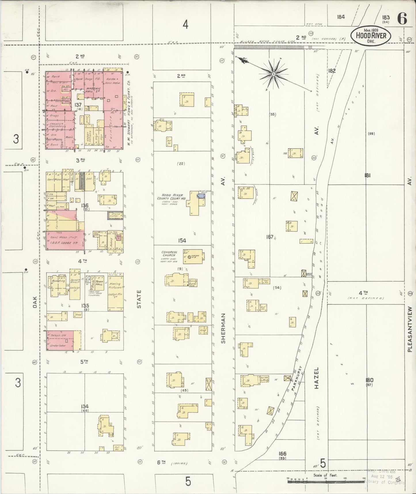 Sanborn Fire Insurance Map from Hood River, Hood River County, Oregon (1909), Sheet #0006 - Complete Map Set gallery image, historic Sanborn map, vintage wall art, Oregon Oregon