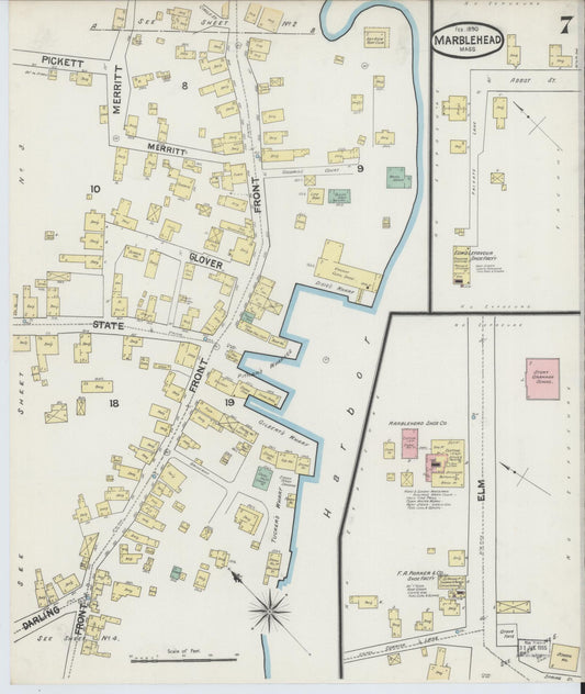 Sanborn Fire Insurance Map from Marblehead, Essex County, Massachusetts (1890), Sheet #0007 - Historic Sanborn Fire Insurance Map Print, vintage old map wall art, antique decor, genealogy gift, Massachusetts Massachusetts map