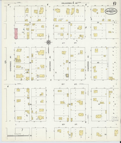 Sanborn Fire Insurance Map from Hennessey, Kingfisher County, Oklahoma (1909), Sheet #0006 - Complete Map Set gallery image, historic Sanborn map, vintage wall art, Oklahoma Oklahoma