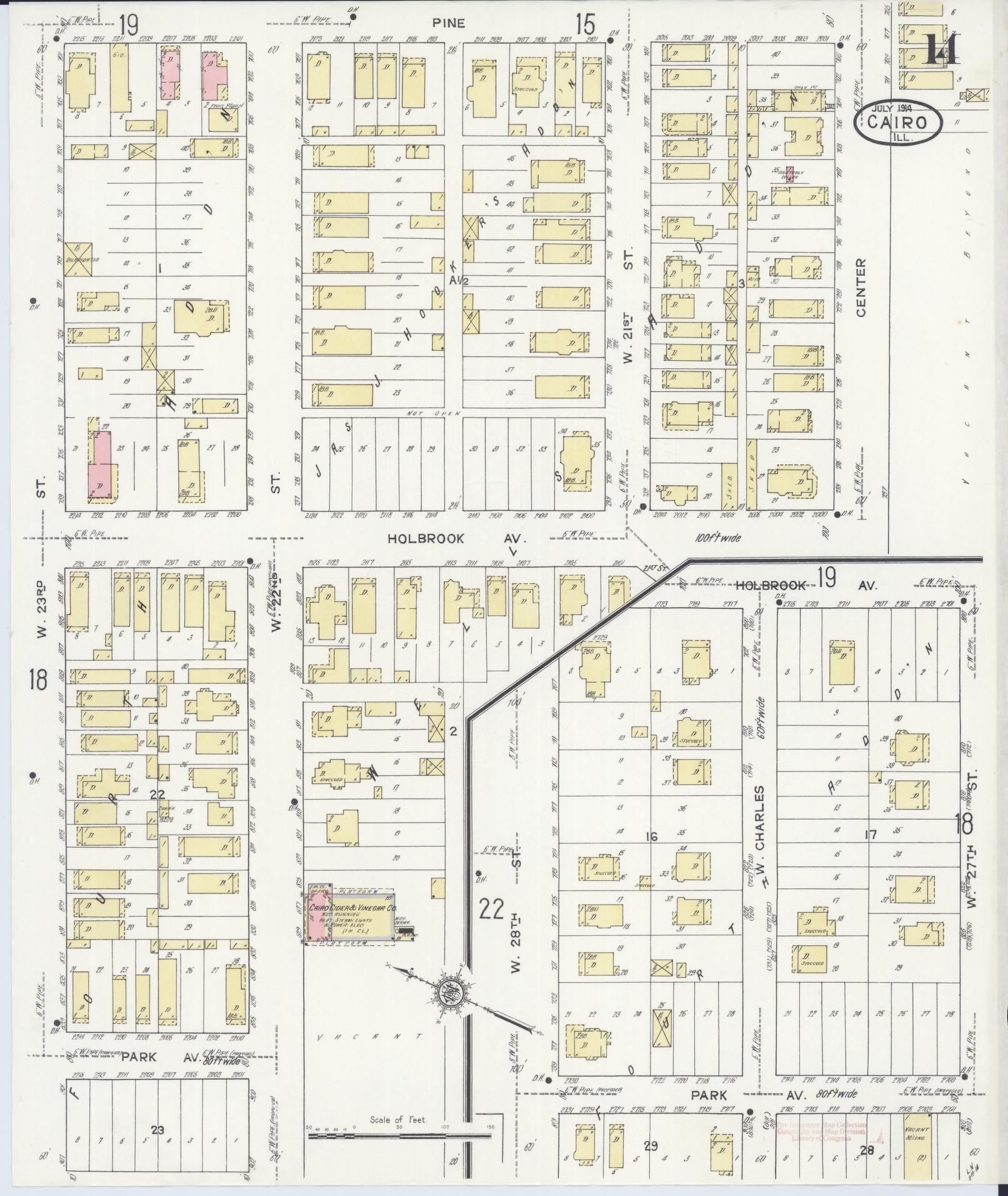 Sanborn Fire Insurance Map from Cairo, Alexander County, Illinois (1914), Sheet #0014 - Complete Map Set gallery image, historic Sanborn map, vintage wall art, Illinois Illinois